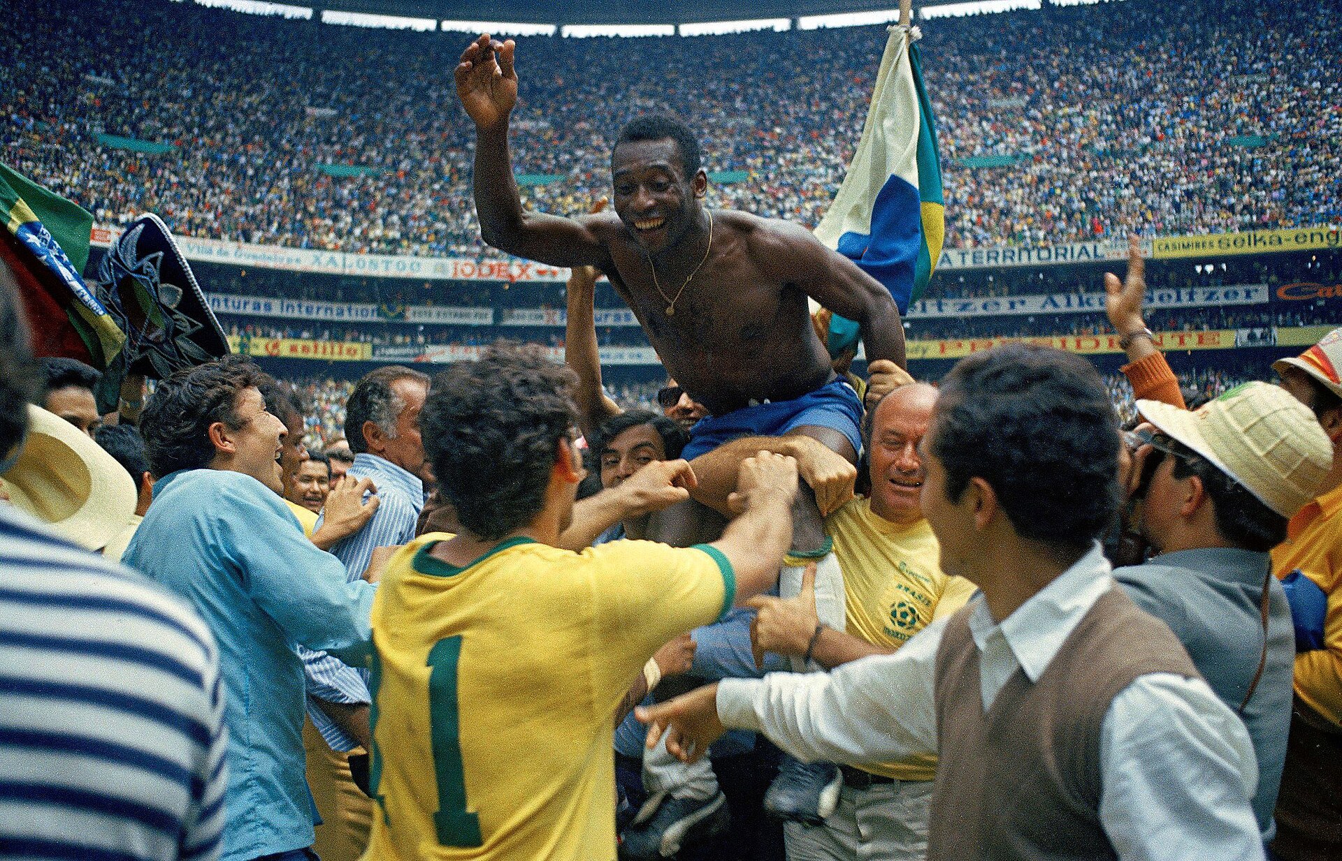 Pelé celebra en el Mundial de 1970